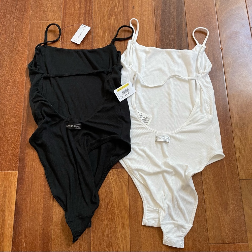NWT Calvin Klein Pure Ribbed Sleeveless Bodysuits Size Medium White